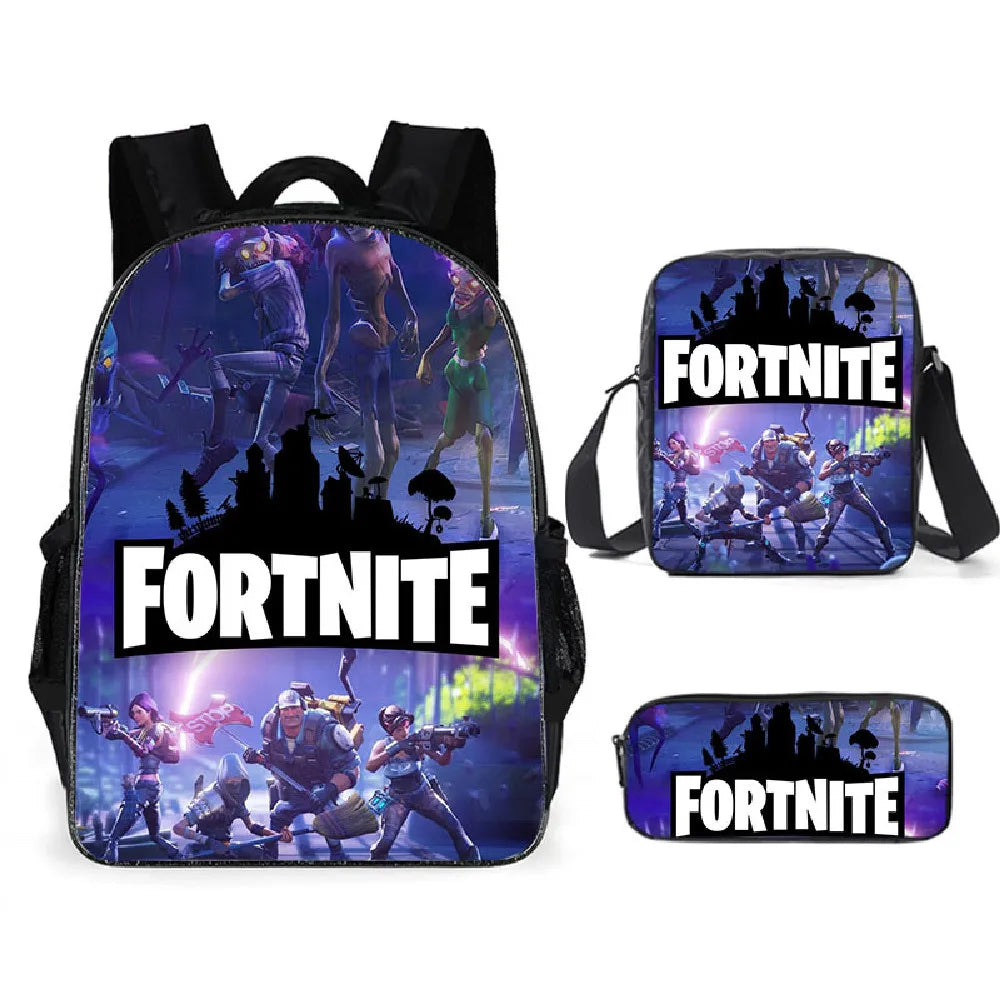 Fortnite Anime Character New Backpacks Cartoon Battle Royale Student 3-piece Set Book Bag Meal Box Pen Bag Anime Gifts