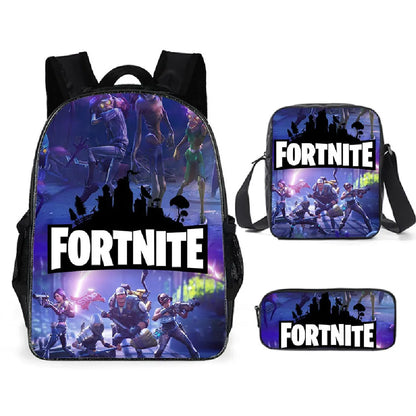 Fortnite Anime Character New Backpacks Cartoon Battle Royale Student 3-piece Set Book Bag Meal Box Pen Bag Anime Gifts