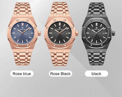 PAAZOMU Luxe vierkant herenhorloge met quartz, waterdicht, verlicht datumvenster, herenhorloge van roestvrij staal, zakelijke herenhorloges