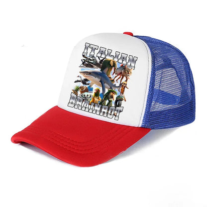 Italian Brainrot Kids Baseball Cap Boy Casual Hat Children Sports Sun Hats Tung Sahur Tralalers Shark Adjustable Bonnet Men Gift