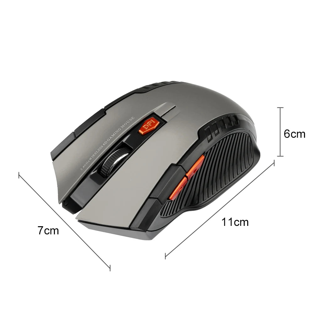 2.4G Wireless Mouse 1600DPI Optical Gaming Mouse with USB Receiver, 6-Button Ergonomic Wireless Mouse for PC, Laptop & Computer