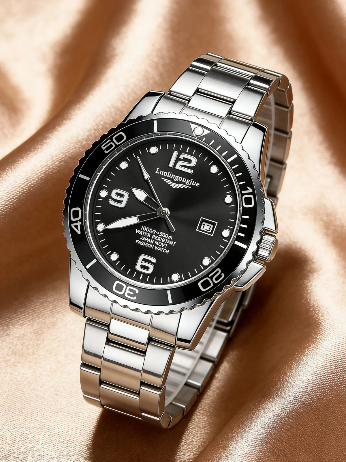 Men's Luxury Diving Quartz Watch, Classic Style, Waterproof, Luminous Calendar, Stainless Steel Strap, Business Casual Style, Men's Watch, High-Quality Gift, Gift for Men