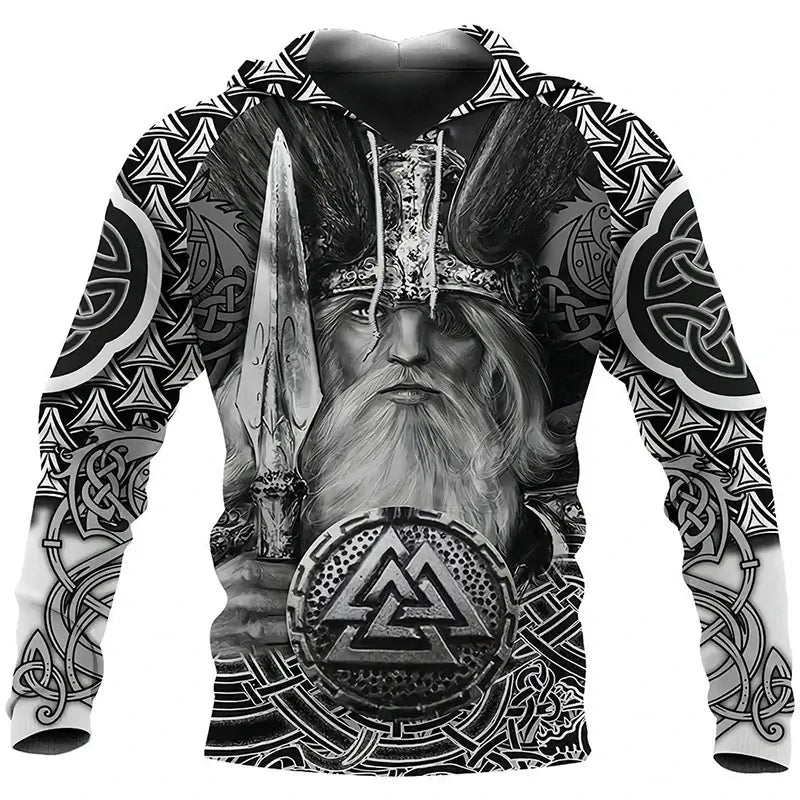 2024 Mens Hoodies Eagle Tattoo Pattern Vikings 3D Printed Fashion Casual Harajuku Hip Hop Autumn And Winter Oversized Sudaderas, Produit gaming premium Fraquane, équipement gamer