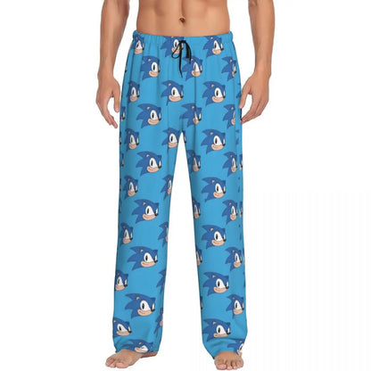 Pantalones de pijama personalizados para hombre con estampado «Soniced», con motivo de erizo, ropa de dormir, pantalones de estar por casa con bolsillos