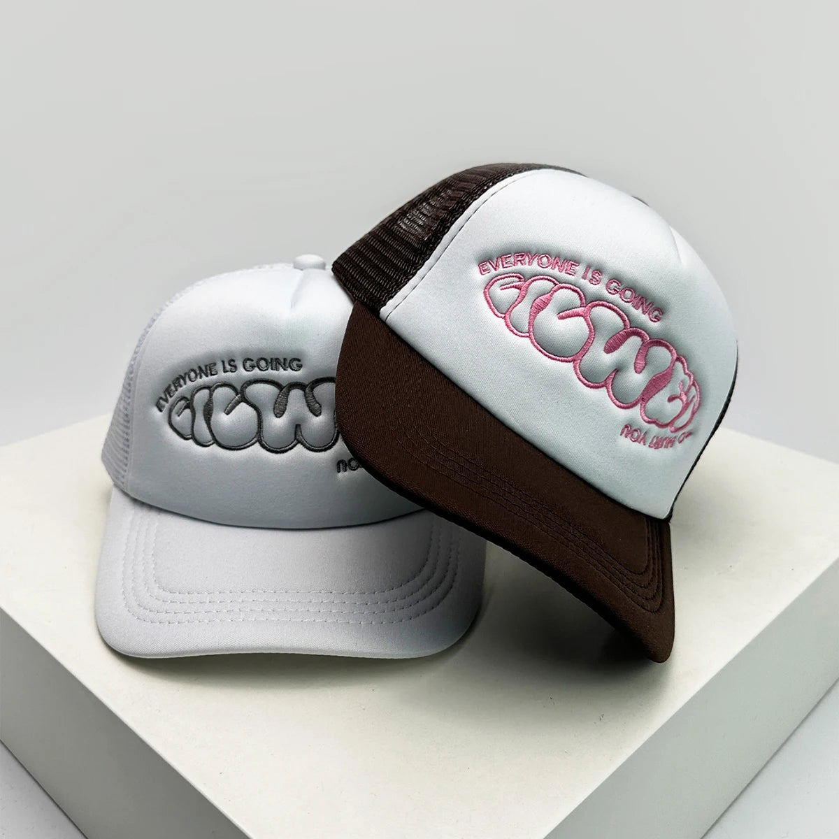 Gorras de béisbol unisex con bloques de color, letras estampadas y bordadas, estilo hip hop, de malla transpirable, con visera para el sol, gorras de camionero urbanas y versátiles