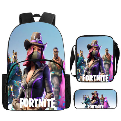 Fortnite 3Pcs Bag Set, Backpack with Front Pocket, Crossbody Bag and Pencil Case,  Boys girls The best gift for children