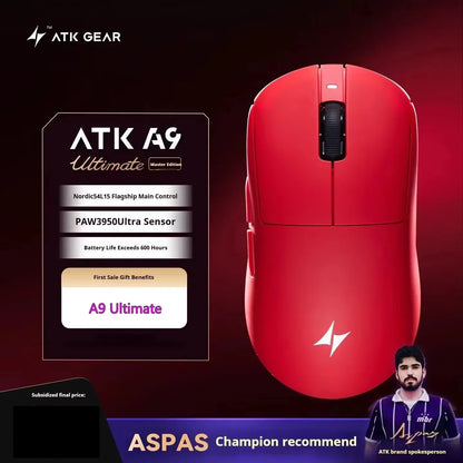 ATK A9 Wireless Gaming Mouse NearLink Technology Ergonomic PAW3395 Tri-Mode Bluetooth Low Latency Esports Mice PC
