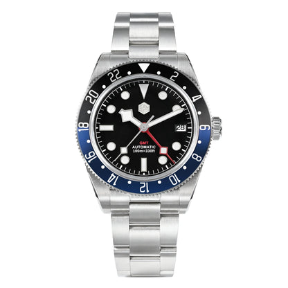San Martin 39mm NH34 GMT Men's Luxury Watch Bidirectional Aluminum Bezel Automatic Mechanical Sapphire 100M Waterproof SN0109