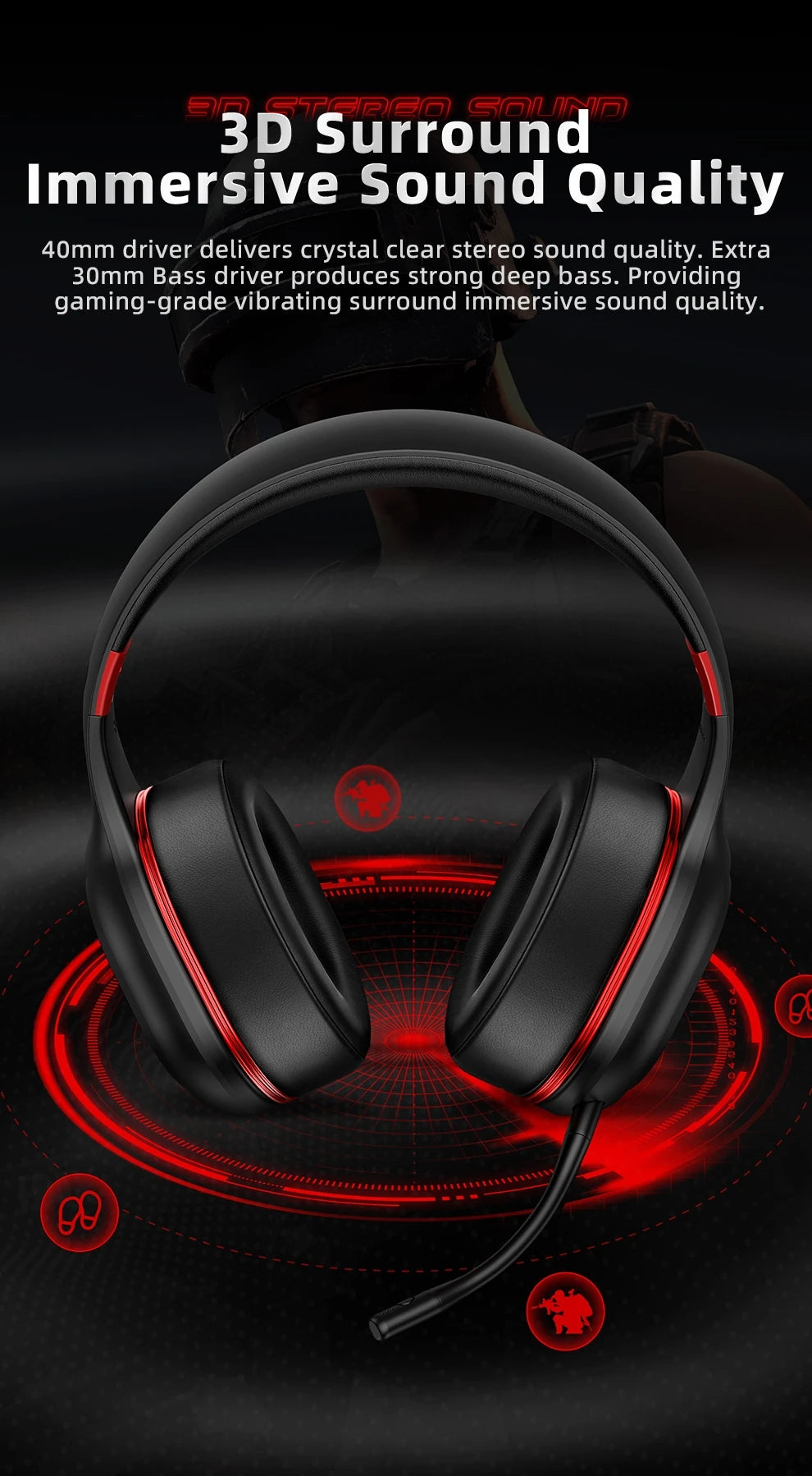 Kofire UG-05 Wireless Gaming Headset with Mic, RGB Lights, 2.4G Bluetooth 5.0 Gaming Headphones for PS5 PS4 PC Switch