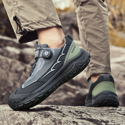 Rotary Buckle Men's Trekking Sneakers Outdoor Platform Hiking Shoes Comfortable Non-Slip Climbing Walking Shoes for Men