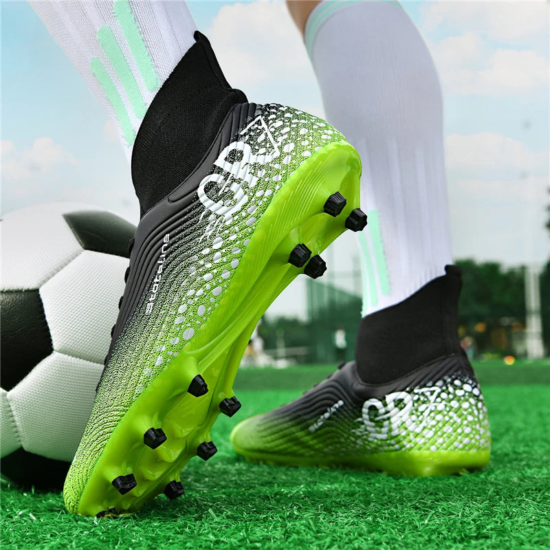 Chaussures de football professionnelles pour hommes/femmes, antidérapantes, à crampons FG, respirantes, chaussures d'entraînement à tige haute