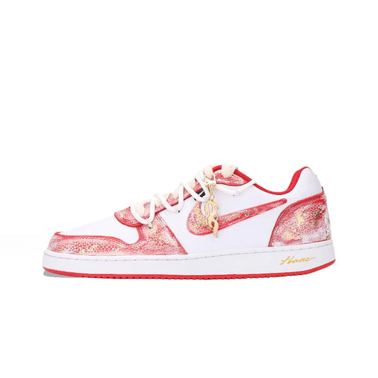 Sneakers personalizzate Nike EBERNON "Fiery Red Snake" con lamina dorata, stile vintage, effetto consumato, resistenti all'usura, basse, unisex