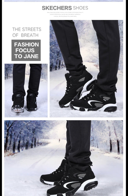 Men's Snow Boots Winter Warm Couple Casual Sneakers Fashion Leather Outdoor Sport Running Tennis Men Non-Slip Big Size 48 Trainer