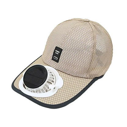 Ademende zonnehoed — Zonneventilator, opladen via USB