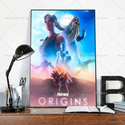 F-Fortnites-Game beliebtes Poster, selbstklebender Kunst-Wandsticker aus wasserfestem Papier für Café, Bar und Zimmerdekor