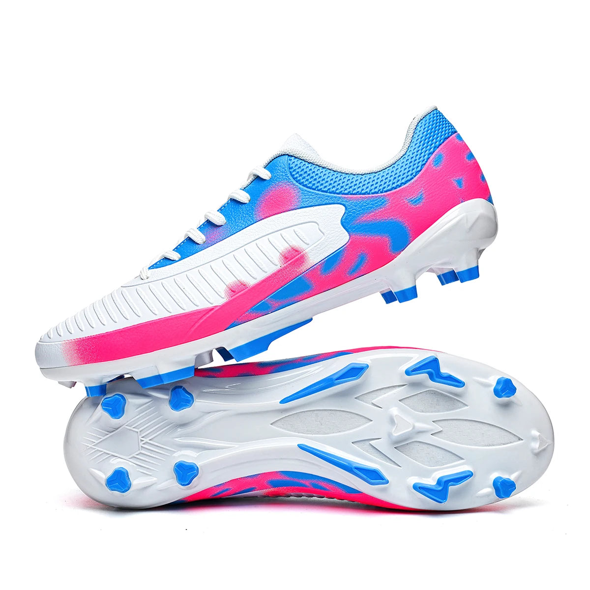 Chaussures de football pour hommes, modèle AG FG, semelle absorbant les chocs, tige en polyuréthane confortable, crampons pour les compétitions et l’entraînement quotidien.