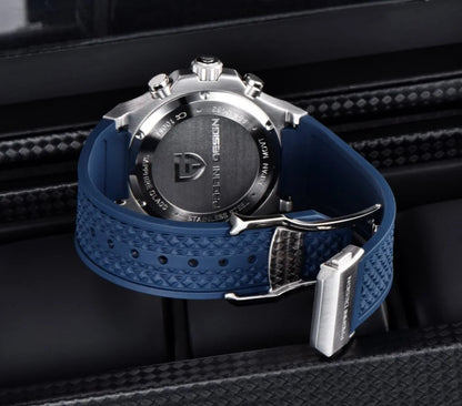 PAGANI DESIGN PD-YS032 Men's Quartz Watch 44mm Japan VK64 Movement Stainless Steel Case Rubber Strap Sapphire Glass 100M Waterproof
