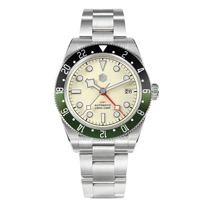 San Martin 39mm NH34 GMT Men's Luxury Watch Bidirectional Aluminum Bezel Automatic Mechanical Sapphire 100M Waterproof SN0109