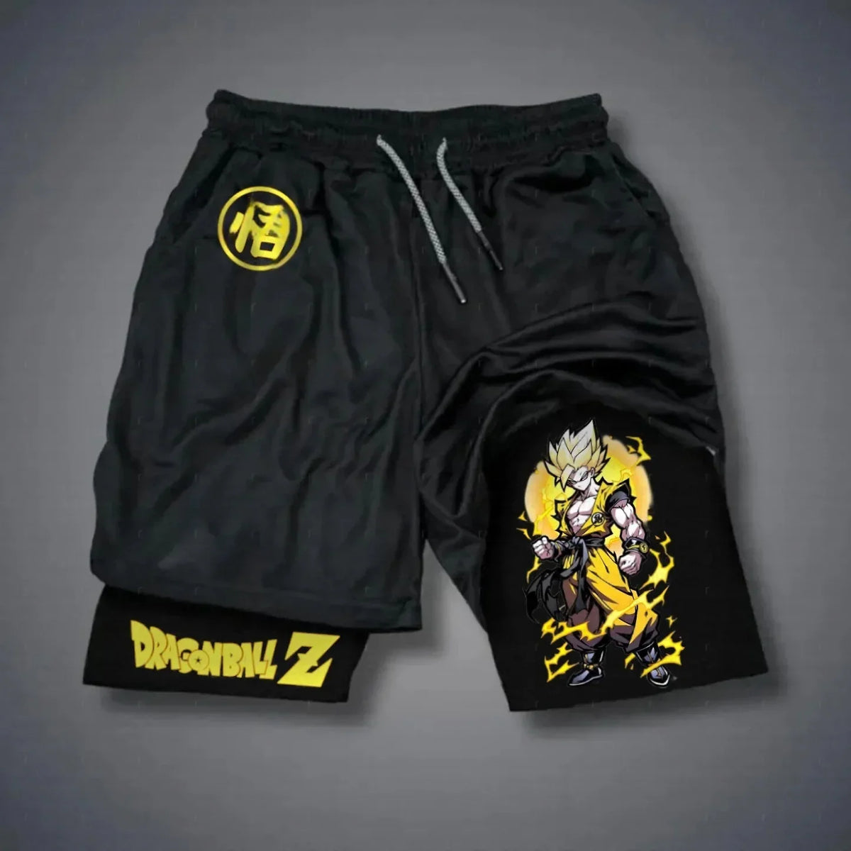 Pantalones cortos unisex 2-in-1 «Dragon Ball Z» de secado rápido con cordón, ropa urbana informal de anime para el verano, gimnasia y el gimnasio