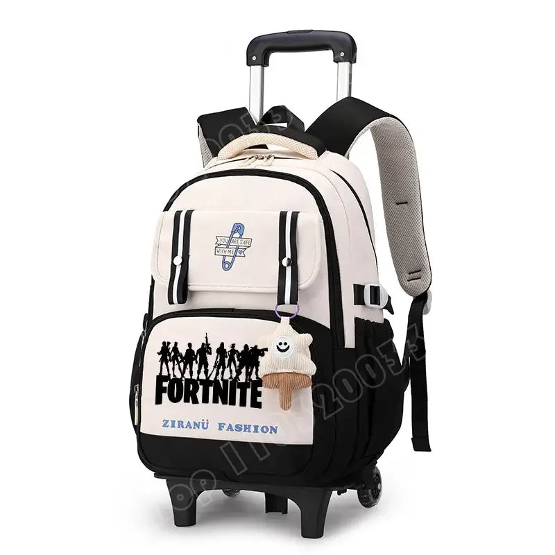 Fortnite Student Rolling Backpack Large Capacity Waterproof Lightweight Design Minimalist Laptop School Bag Casual Travel Bag