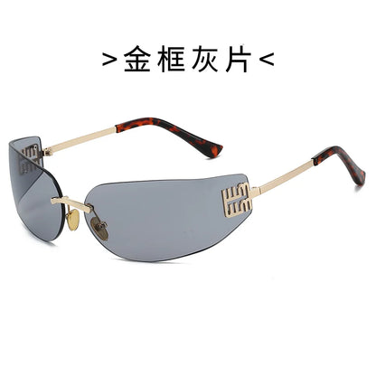 Ochelari de soare de lux pentru femei, fără ramă, cu lentile curbate, pentru protecția ochilor și protecție solară, potriviți pentru călătorii și drumeții – Gafas