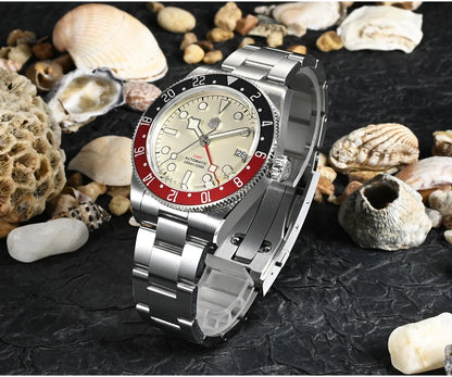 San Martin 39mm NH34 GMT Men's Luxury Watch Bidirectional Aluminum Bezel Automatic Mechanical Sapphire 100M Waterproof SN0109