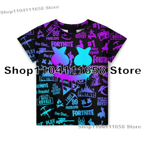 Banana Peely T-Shirt Damen-Tee Kinder F-Fortnite T-Shirt für Herren mit 3D-Druck, Battle-Royale-Game-Sommertop, Geburtstagsgeschenke