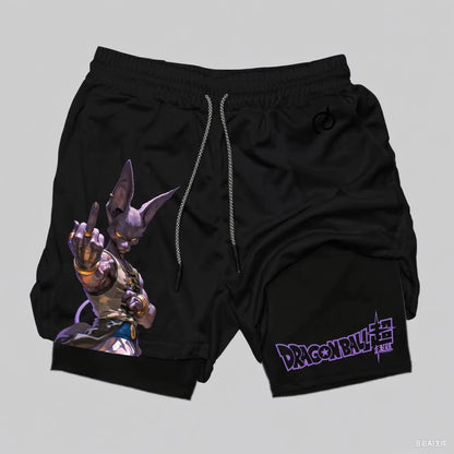 Pantalones cortos de gimnasio de verano de Dragon Ball con Goku, para hombre, de doble capa, 2-in-1 pantalones deportivos, nuevos pantalones de playa con estampado de dibujos animados japoneses de verano
