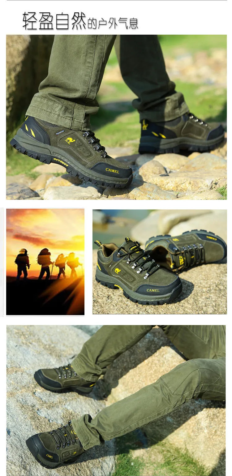 Suede Leather Men's Hiking Shoes Outdoor Trail Trekking Sneakers Men Non-slip Breathable Climbing Shoes Men's Mountain Sports Shoes