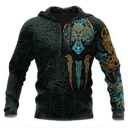 2024 Mens Hoodies Eagle Tattoo Pattern Vikings 3D Printed Fashion Casual Harajuku Hip Hop Autumn And Winter Oversized Sudaderas, Produit gaming premium Fraquane