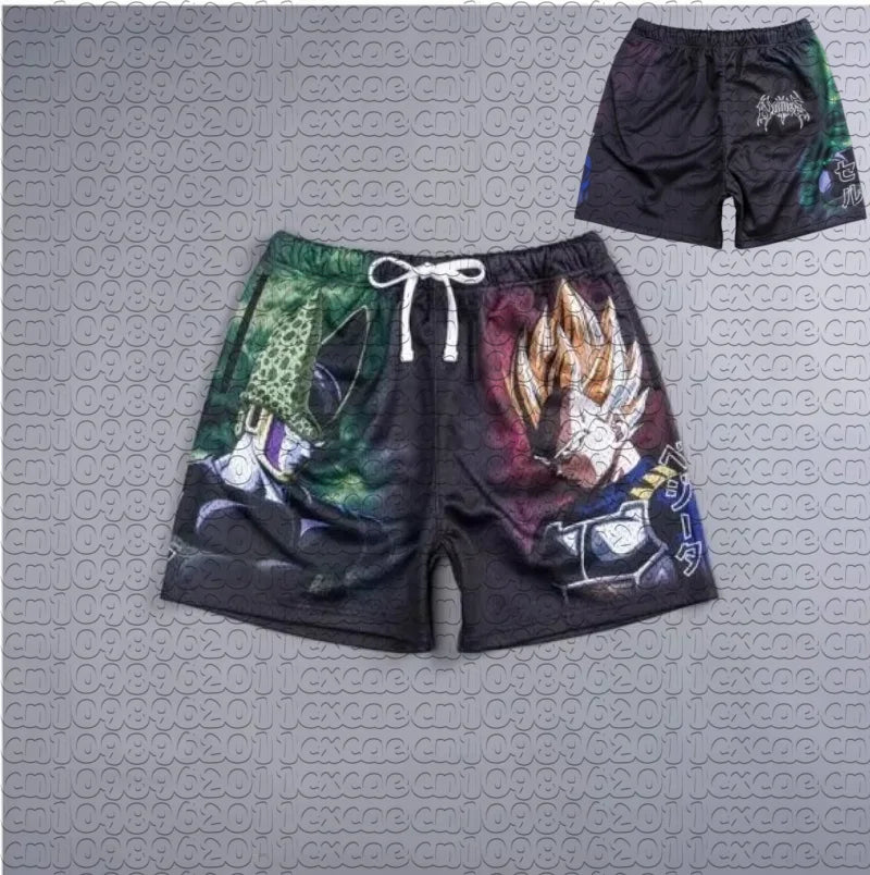 Pantalones cortos de verano con estampado de Goku de Dragon Ball, transpirables y de secado rápido, pantalones cortos deportivos holgados de estilo retro americano para hombre y mujer