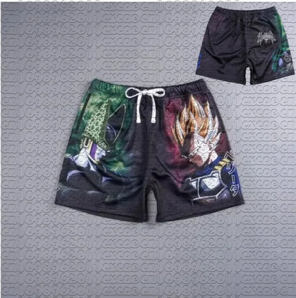 Pantalones cortos de verano con estampado de Goku de Dragon Ball, transpirables y de secado rápido, pantalones cortos deportivos holgados de estilo retro americano para hombre y mujer