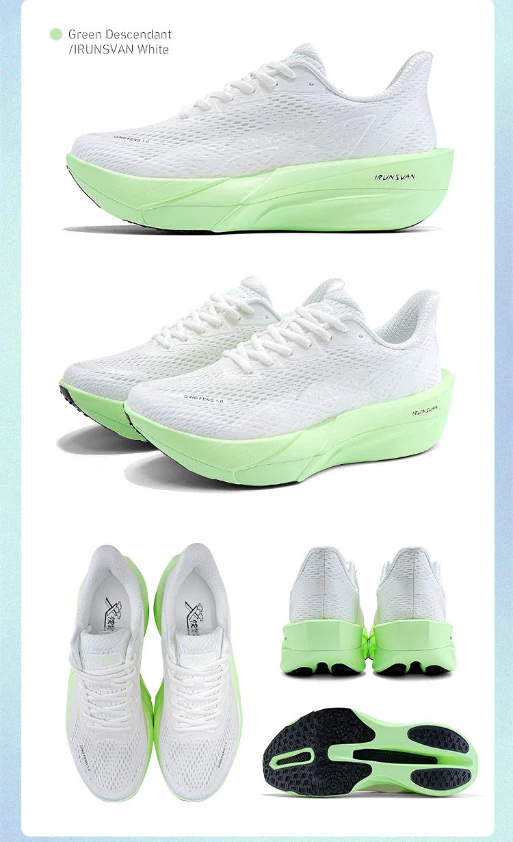 IRUNSVAN Carbon Fiber Sneakers Beginner/Advanced Running Shoes Breathable and Comfortable Thick Bottom Training Shoes Unisex 130