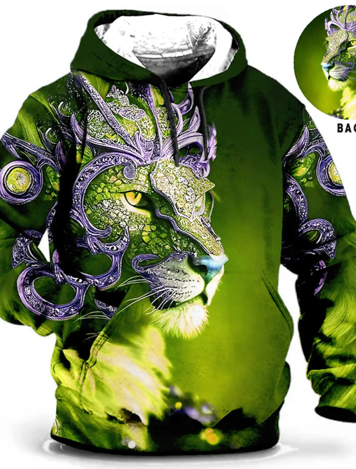 Unisex-Hoodie für Herren – modischer Pullover-Hoodie mit Kapuze, Animal-Print Wolf, Löwe, Drache und Tiger, 3D-Druck, lässiger Alltagshoodie