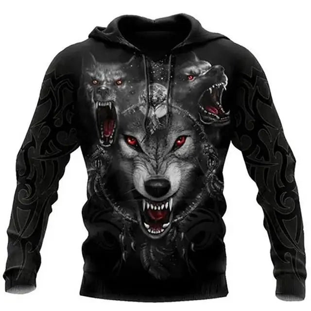 Moda primavera-otoño: sudaderas con capucha para hombre con estampado 3D de lobos por toda la prenda, sudaderas unisex, jerséis, chaquetas informales y abrigos de estilo urbano, talla 4XL