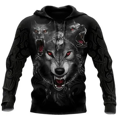 Moda primavera-otoño: sudaderas con capucha para hombre con estampado 3D de lobos por toda la prenda, sudaderas unisex, jerséis, chaquetas informales y abrigos de estilo urbano, talla 4XL
