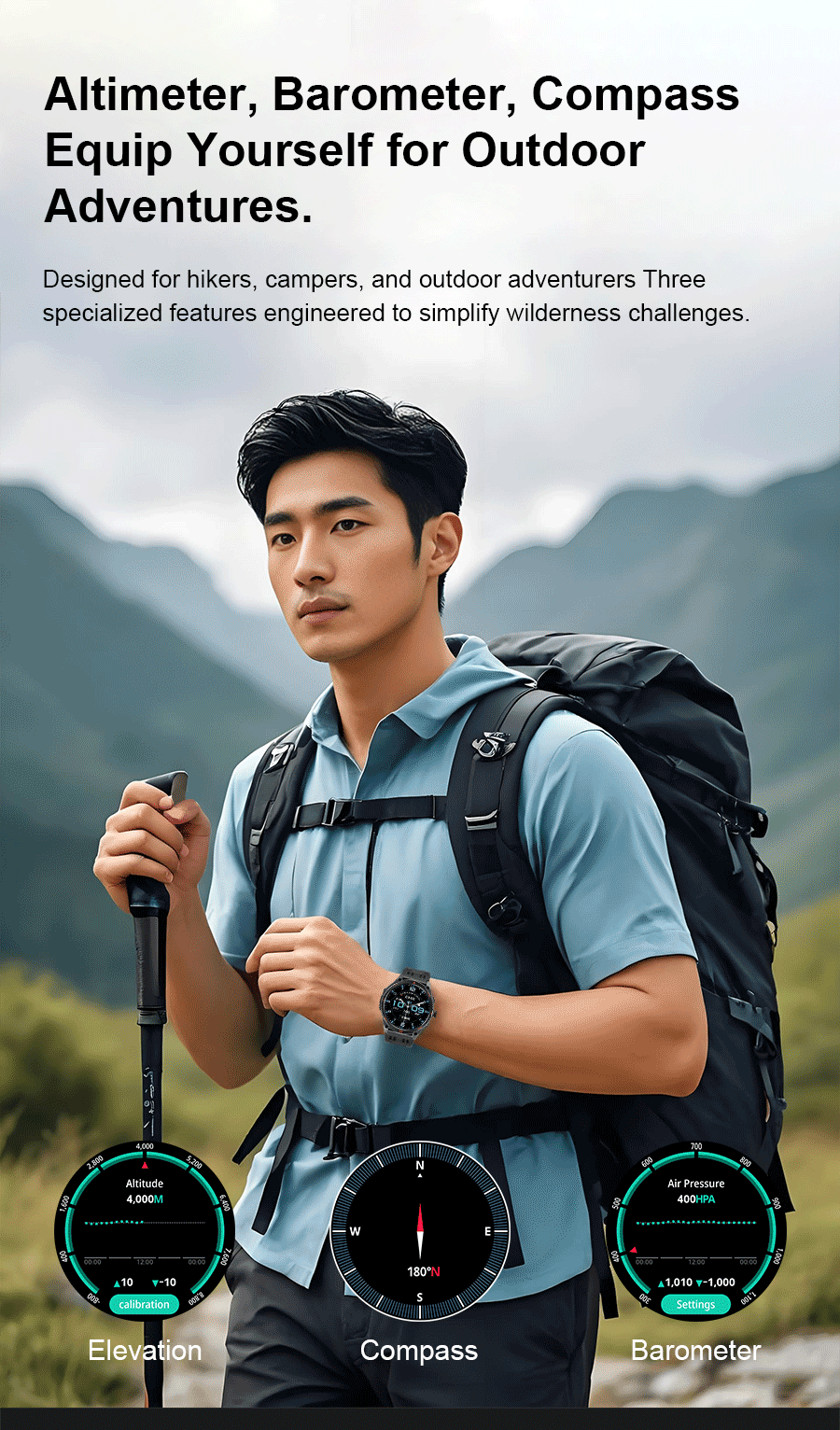 2026 New Military GPS Smart Watch 1000Mah Battery Compass IP68 Waterproof Tactics Sport Flashlight BT Call Smart Watch For Men