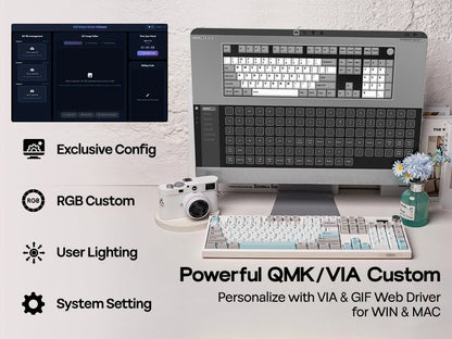 EPOMAKER QK108 QMK/VIA Full-Sized ANSI US Layout Wired/BT/2.4Ghz Wireless Mechanical Keyboard RGB Backlight with 8000mAh Battery