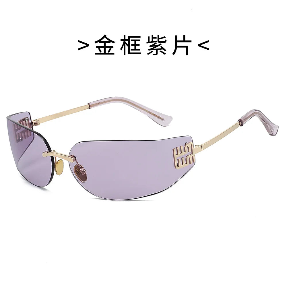 Ochelari de soare de lux pentru femei, fără ramă, cu lentile curbate, pentru protecția ochilor și protecție solară, potriviți pentru călătorii și drumeții – Gafas