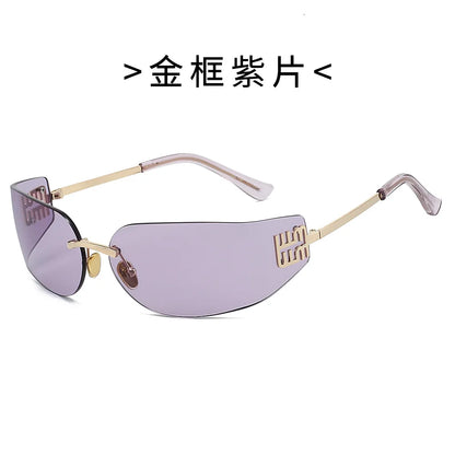 Ochelari de soare de lux pentru femei, fără ramă, cu lentile curbate, pentru protecția ochilor și protecție solară, potriviți pentru călătorii și drumeții – Gafas