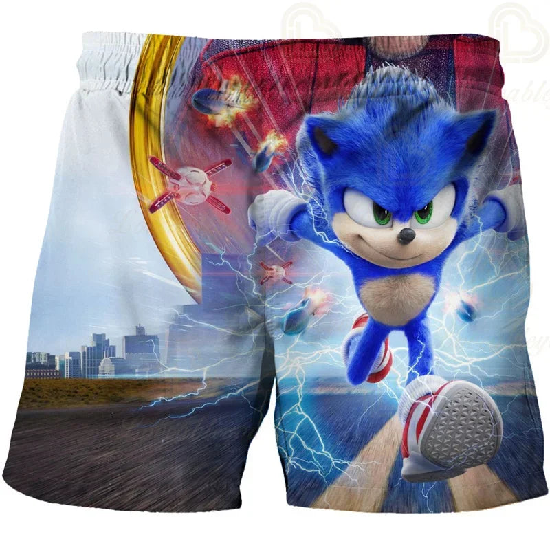 Pantalones infantiles de moda impresos en 3D: pantalones cortos S-Sonici, ropa de playa para niños, bañadores, trajes de baño, pantalones cortos de playa y pantalones