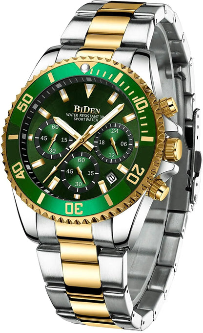 BIDEN Multi-functional men's quartz watch luxury waterproof night light business style diving series casual fashion watch