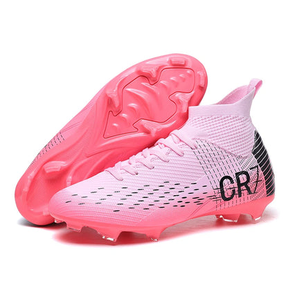 Chaussures de football professionnelles pour hommes/femmes, antidérapantes, à crampons FG, respirantes, chaussures d'entraînement à tige haute