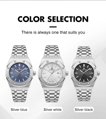 PAAZOMU Luxe vierkant herenhorloge met quartz, waterdicht, verlicht datumvenster, herenhorloge van roestvrij staal, zakelijke herenhorloges
