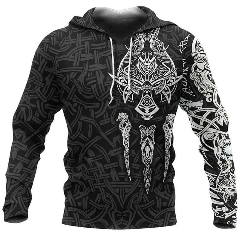 2024 Mens Hoodies Eagle Tattoo Pattern Vikings 3D Printed Fashion Casual Harajuku Hip Hop Autumn And Winter Oversized Sudaderas, Produit gaming premium Fraquane