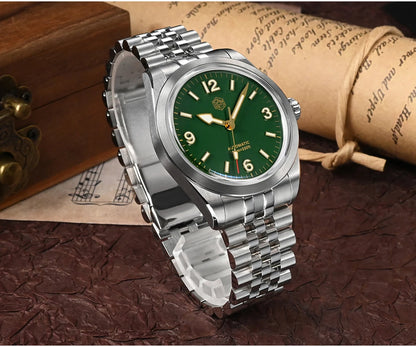 San Martin 38mm Men Sport Watch Fashion Luxury Explore Climbing Automatic Mechanical Sapphire Waterproof 5 Links Bracelet BGW-9