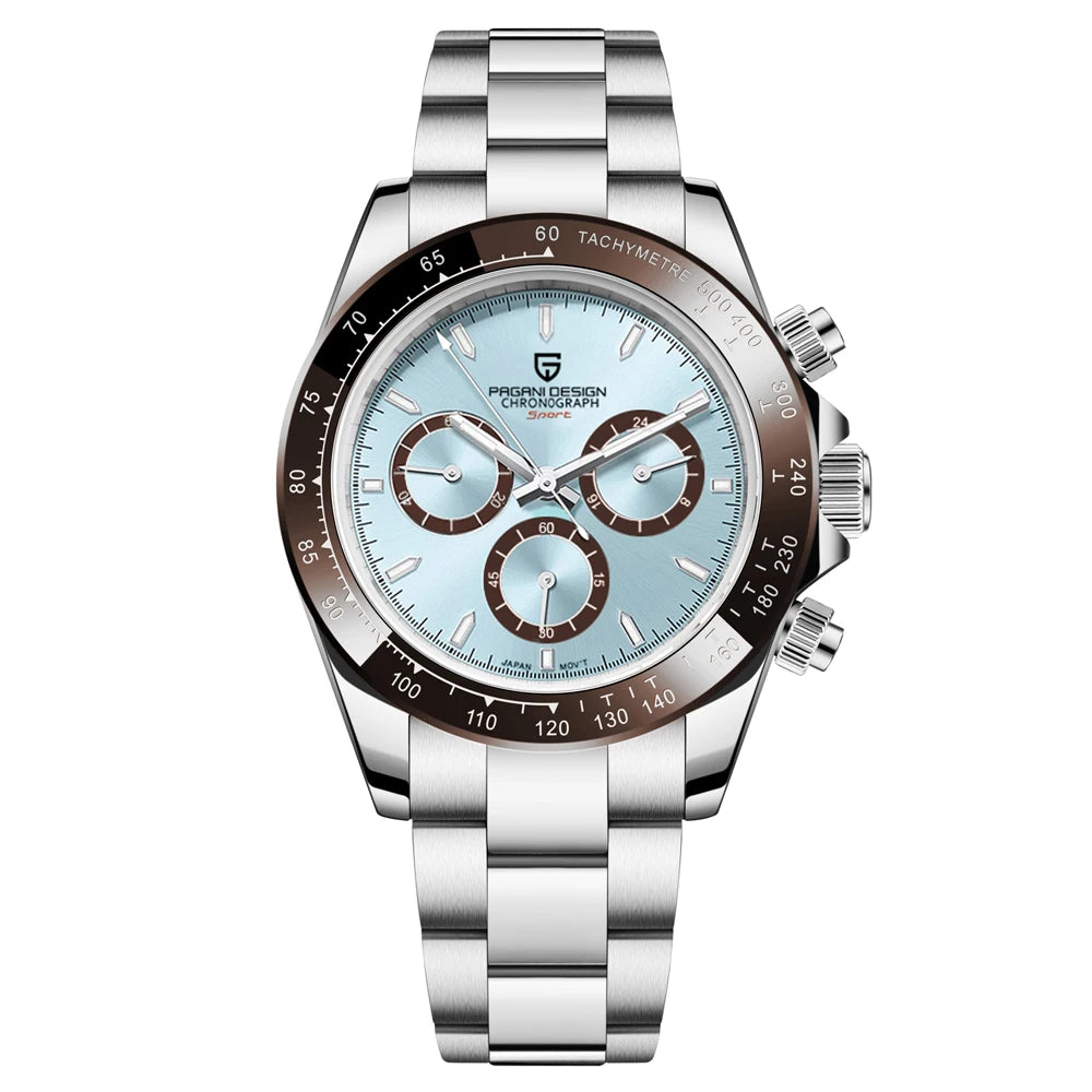 Chronografklocka för män från PAGANI DESIGN – Lyxig armbandsur med kvartsverk, självlysande och vattentät.