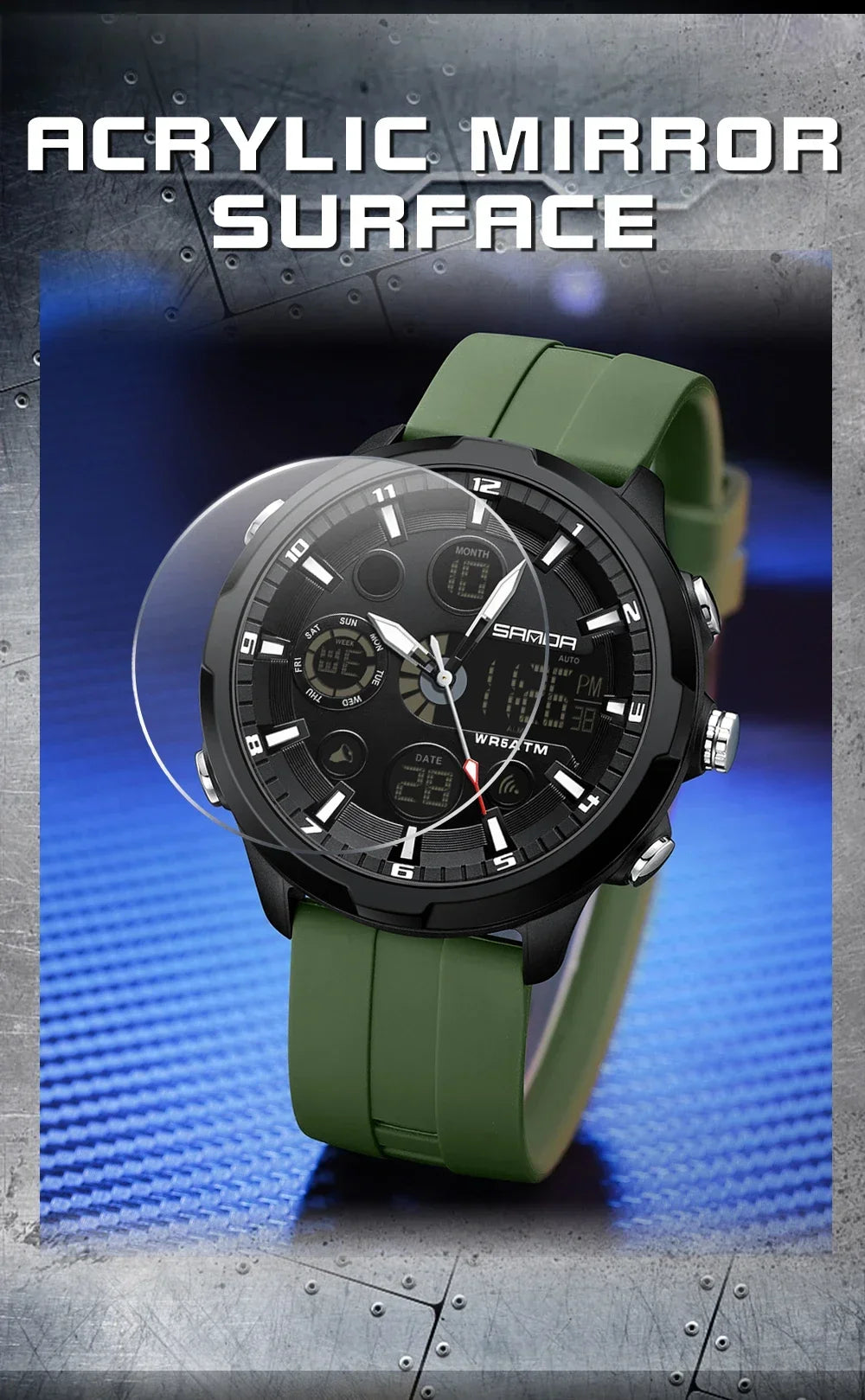 SANDA 9053 G Sportieve militaire herenhorloges Luxe digitaal horloge 50 m waterdicht quartz-polshorloge voor mannen Relogios Masculino