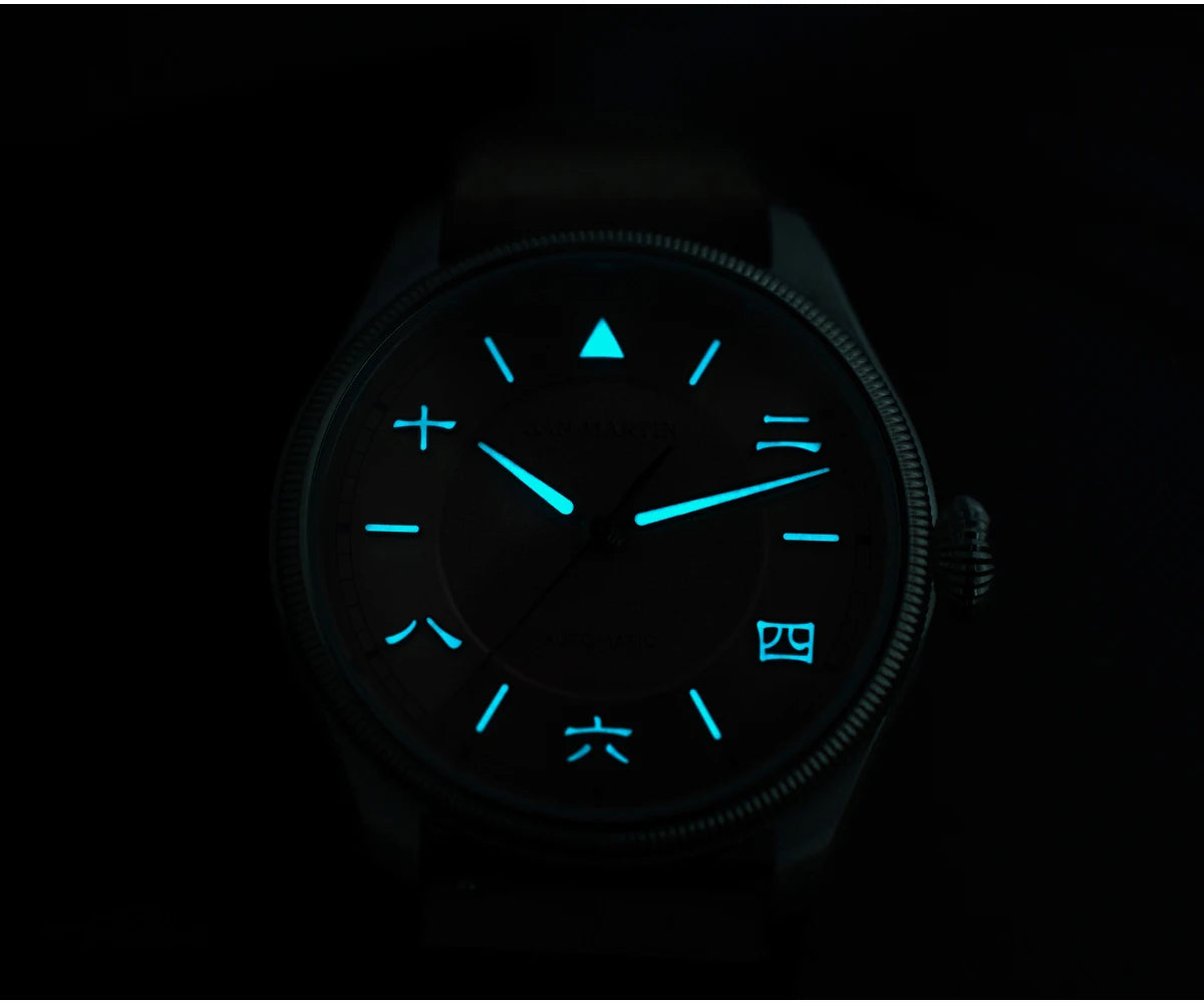 San Martin 39.5mm Men Pilot Watch YN55 Automatic Mechanical Aviation Watches Chinese Style Original Design SN0033 Field Watch