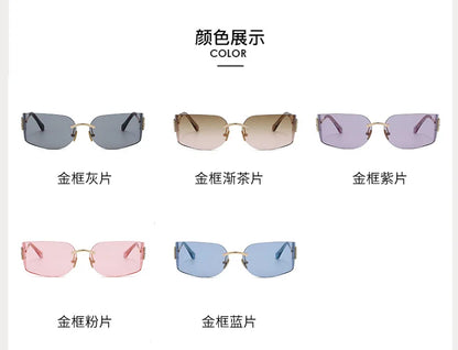 Ochelari de soare de lux pentru femei, fără ramă, cu lentile curbate, pentru protecția ochilor și protecție solară, potriviți pentru călătorii și drumeții – Gafas